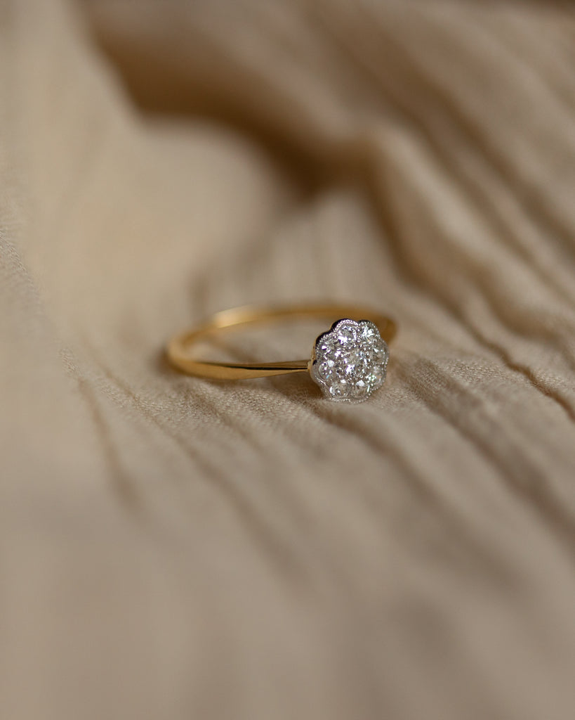 Catherine Antique 18ct Gold Diamond Daisy Cluster Ring