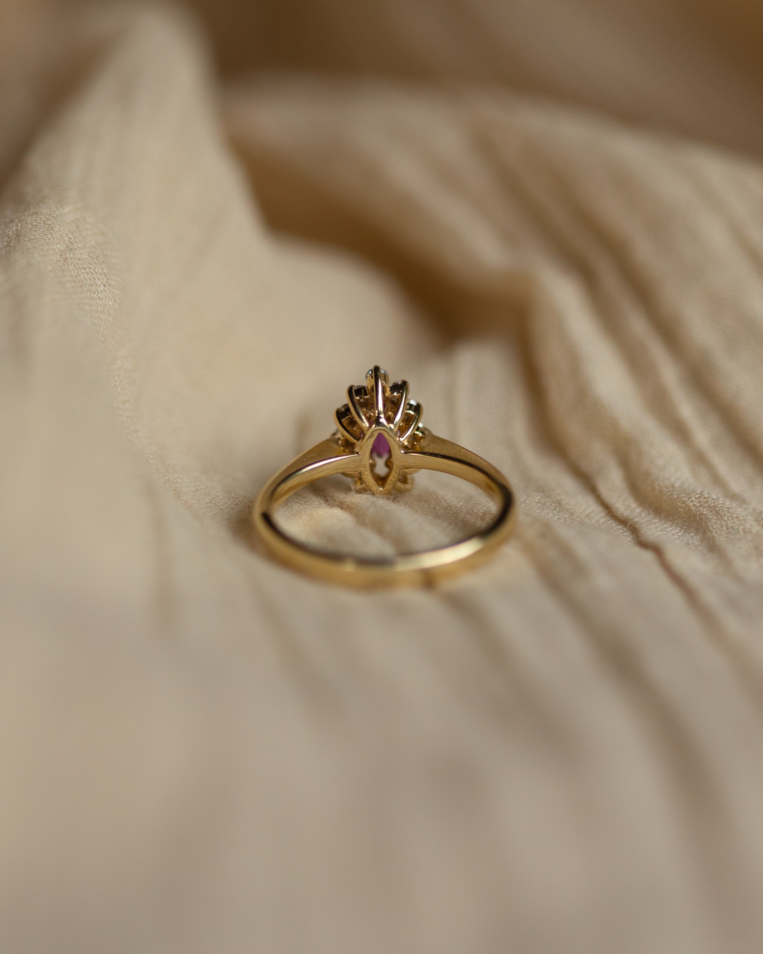 Scarlett Vintage 9ct Gold Zircon Marquise Cluster Ring
