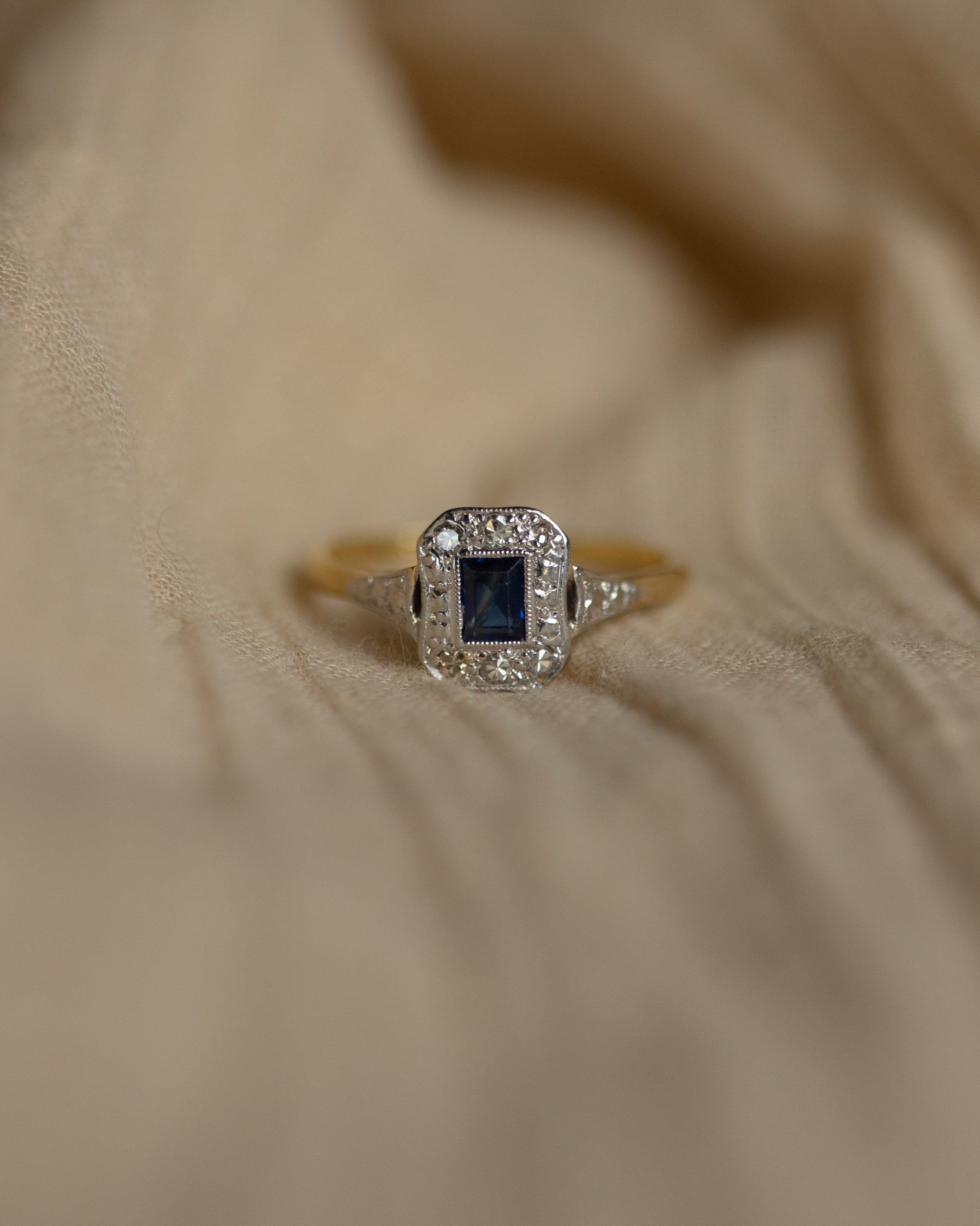 Adelaide Antique Art Deco 18ct Gold Sapphire & Diamond Ring