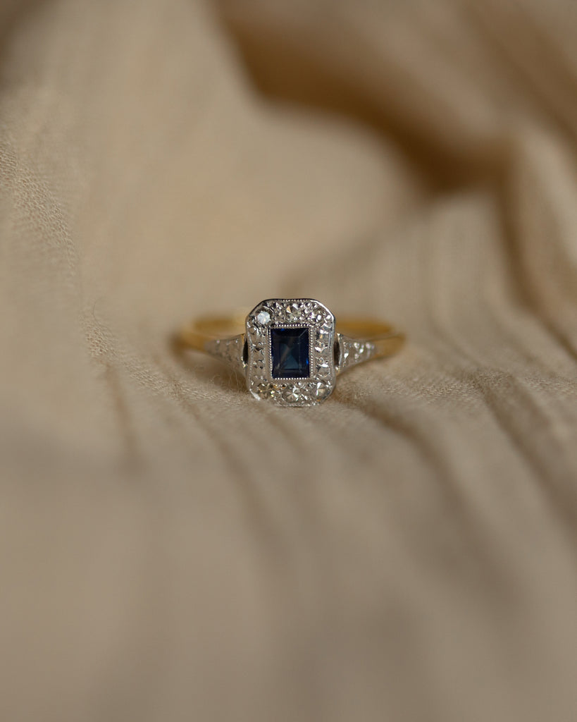 Adelaide Antique Art Deco 18ct Gold Sapphire & Diamond Ring