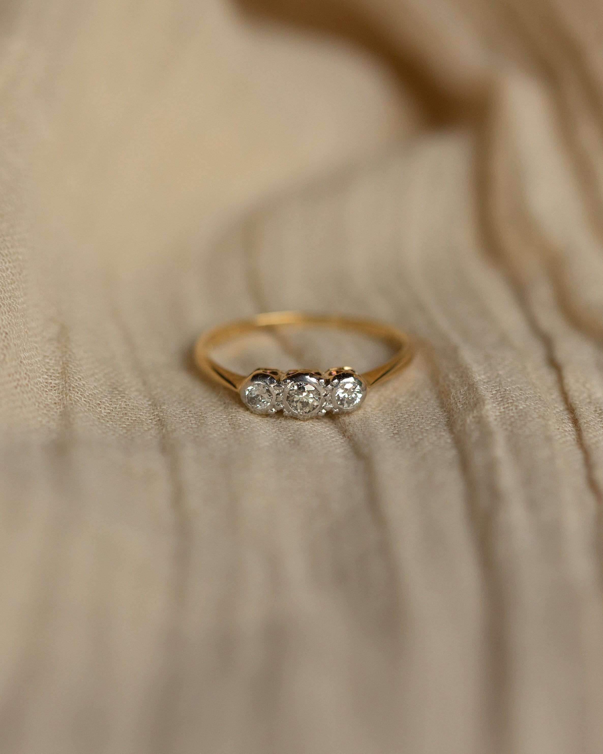 Emeline Vintage 18ct Gold Diamond Trilogy Ring