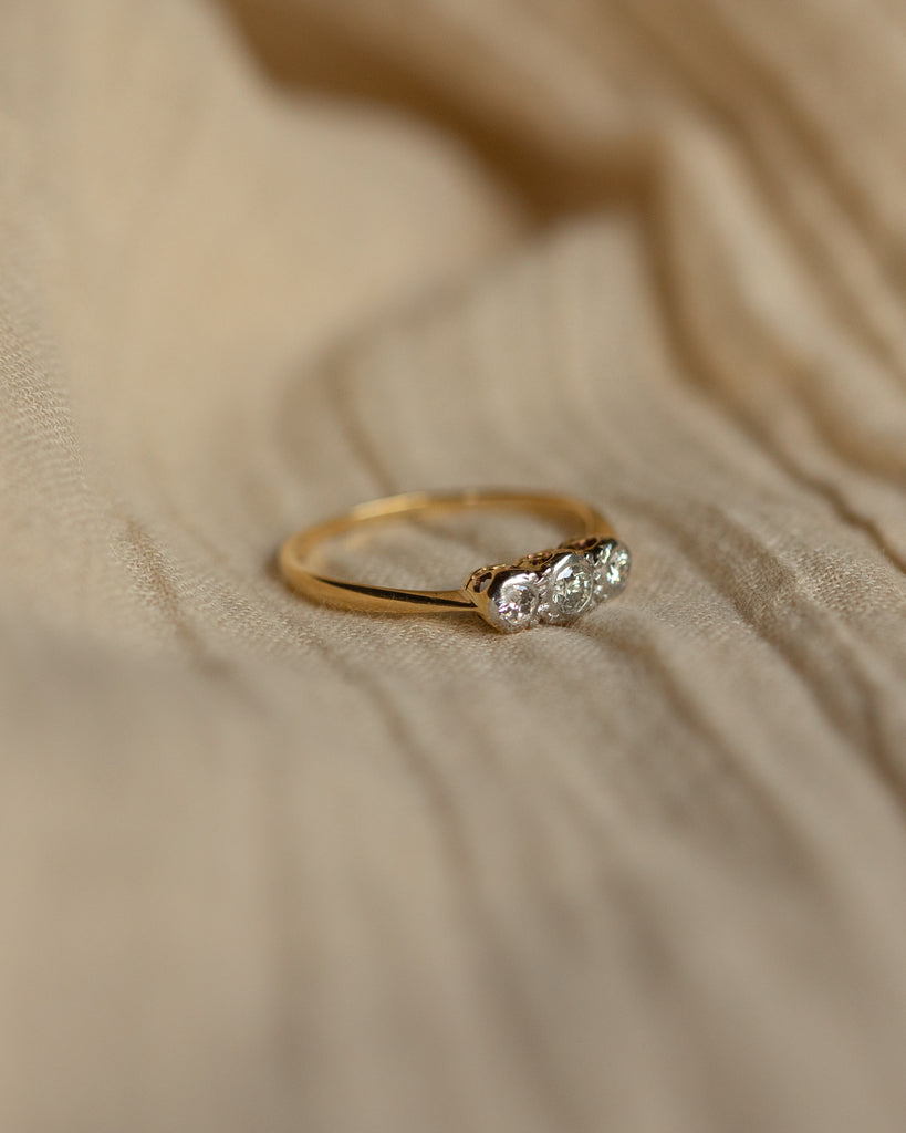 Emeline Vintage 18ct Gold Diamond Trilogy Ring
