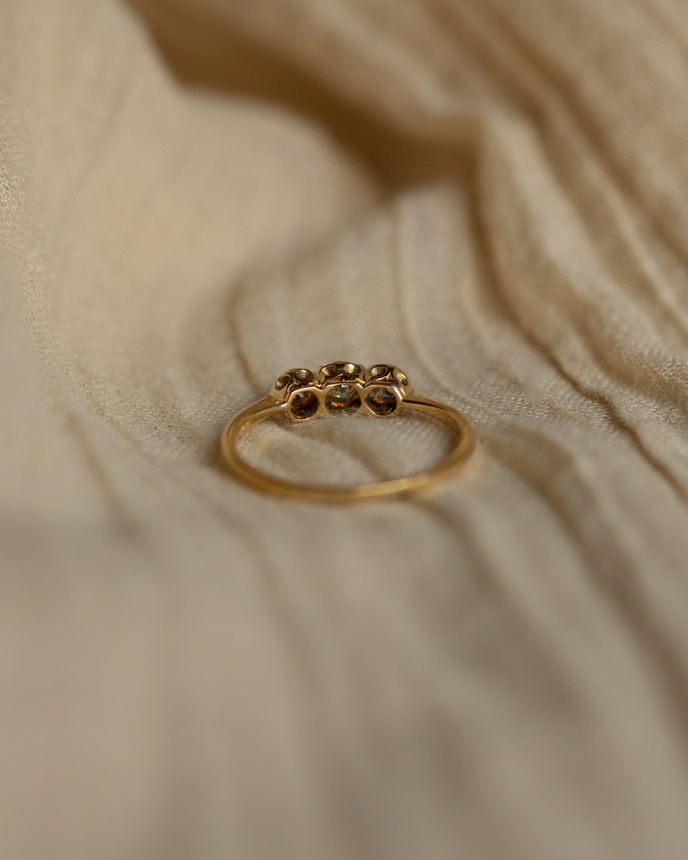 Emeline Vintage 18ct Gold Diamond Trilogy Ring