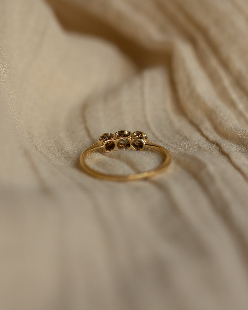 Emeline Vintage 18ct Gold Diamond Trilogy Ring