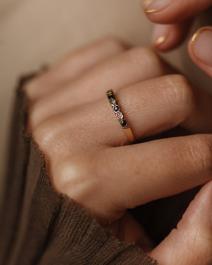 Gracia 1993 Vintage 9ct Gold Sapphire & Diamond Half Eternity Ring