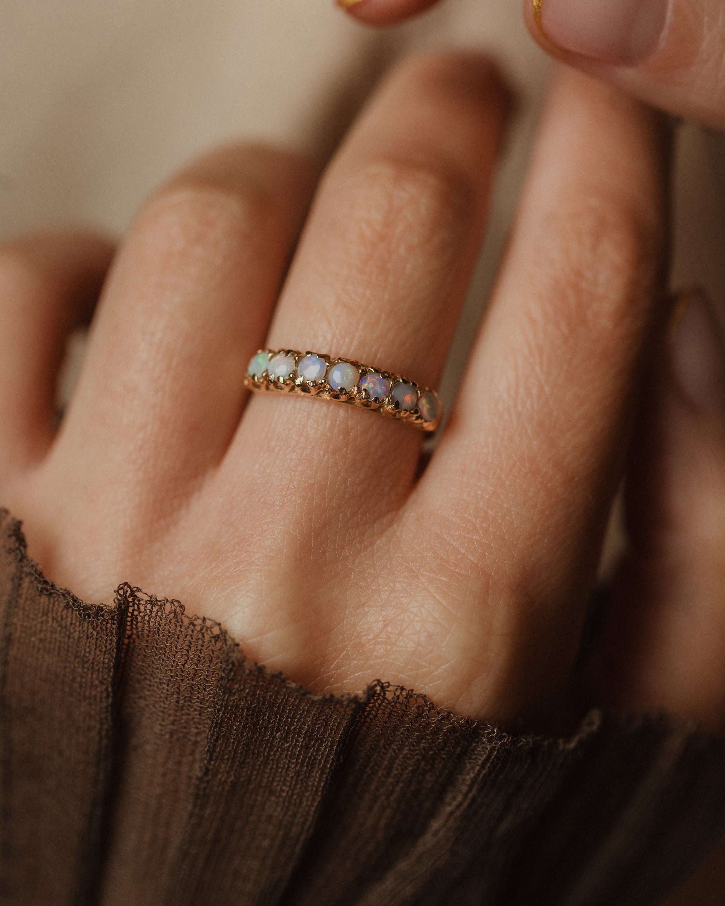 Image of Isolde Vintage 9ct Gold Opal Half Eternity Ring