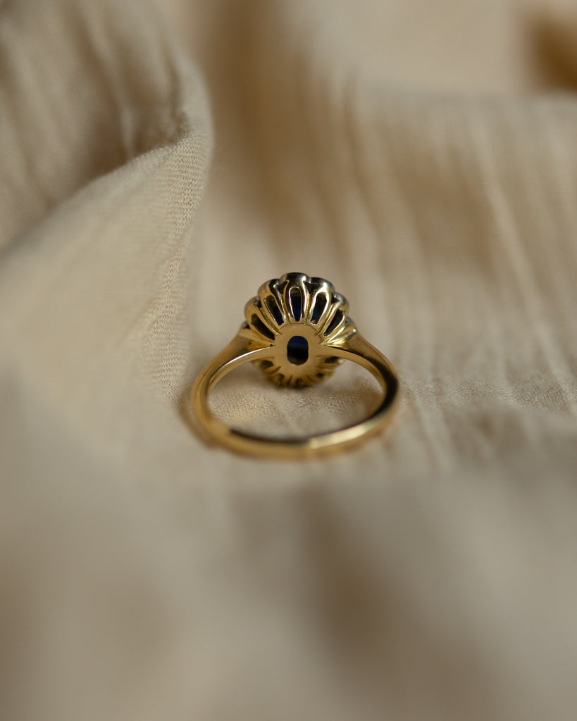Eloise Vintage 18ct Gold Sapphire & Diamond Cluster Ring