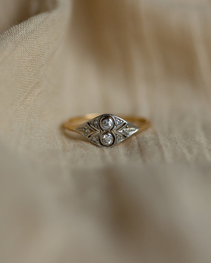 Edythe Antique Art Deco 18ct Gold Diamond Panel Ring
