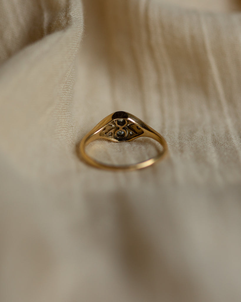 Edythe Antique Art Deco 18ct Gold Diamond Panel Ring