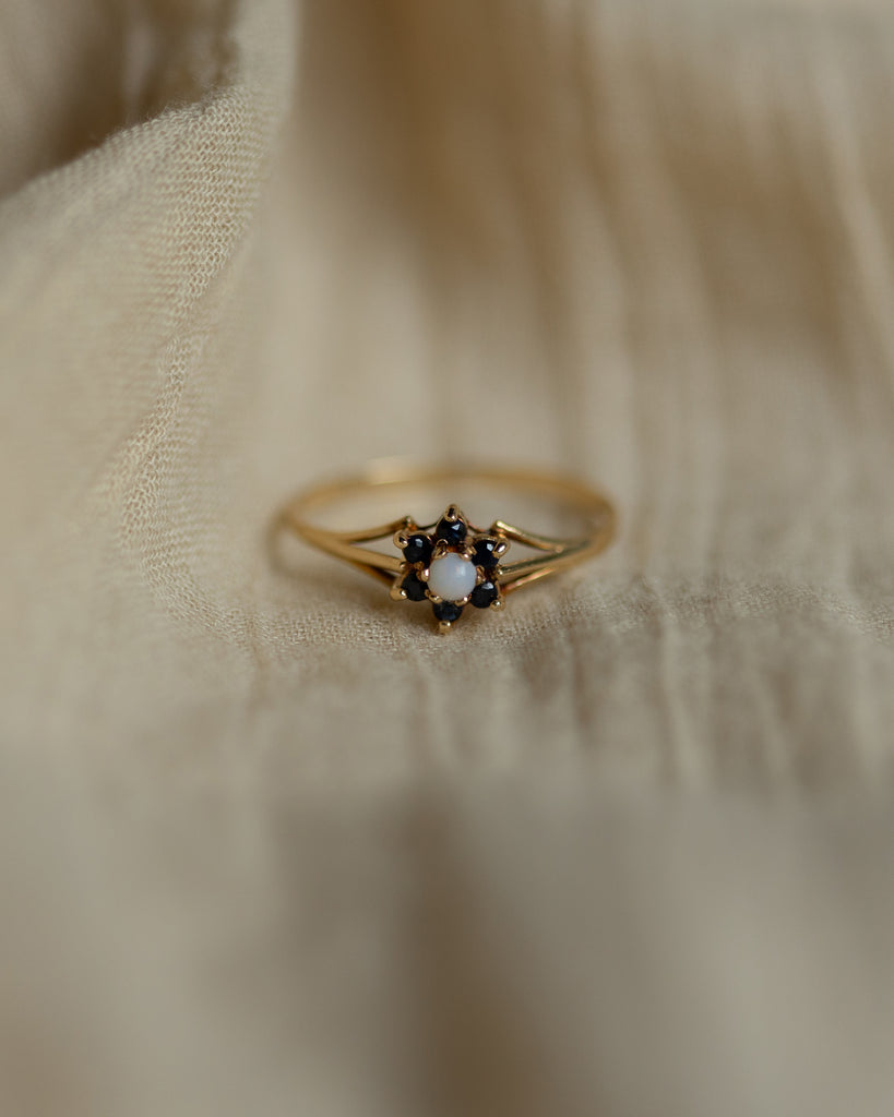 Hazel Vintage 9ct Gold Opal & Sapphire Cluster Ring