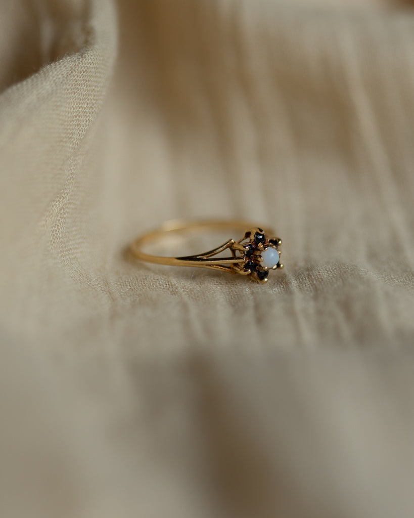 Hazel Vintage 9ct Gold Opal & Sapphire Cluster Ring