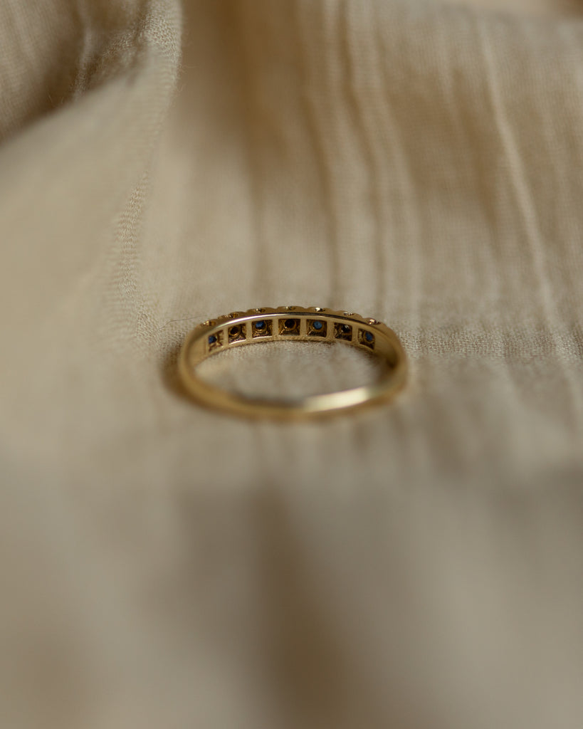 Gracia 1993 Vintage 9ct Gold Sapphire & Diamond Half Eternity Ring