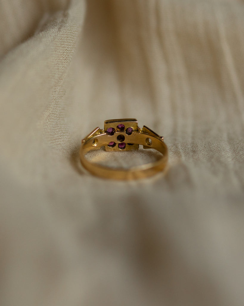 Henrietta Antique 15ct Gold Ruby & Diamond Cluster Ring