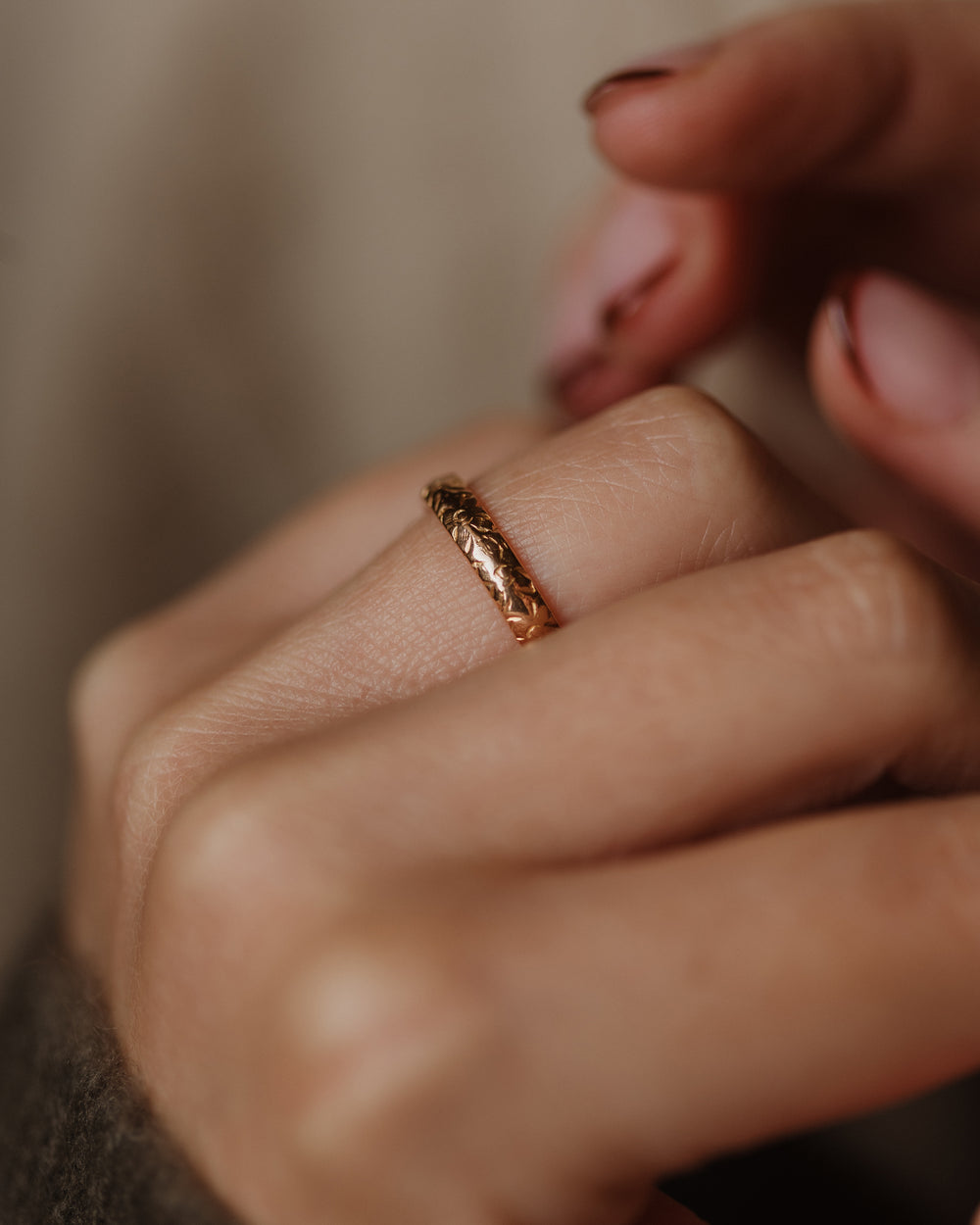 Audrey 1927 Antique 22ct Gold Floral Wedding Band Ring