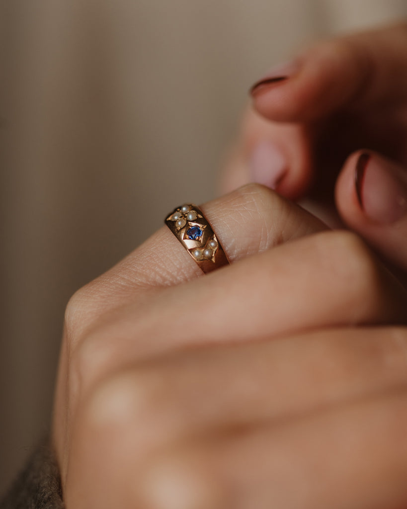 Dottie Antique 15ct Gold Sapphire & Pearl Ring