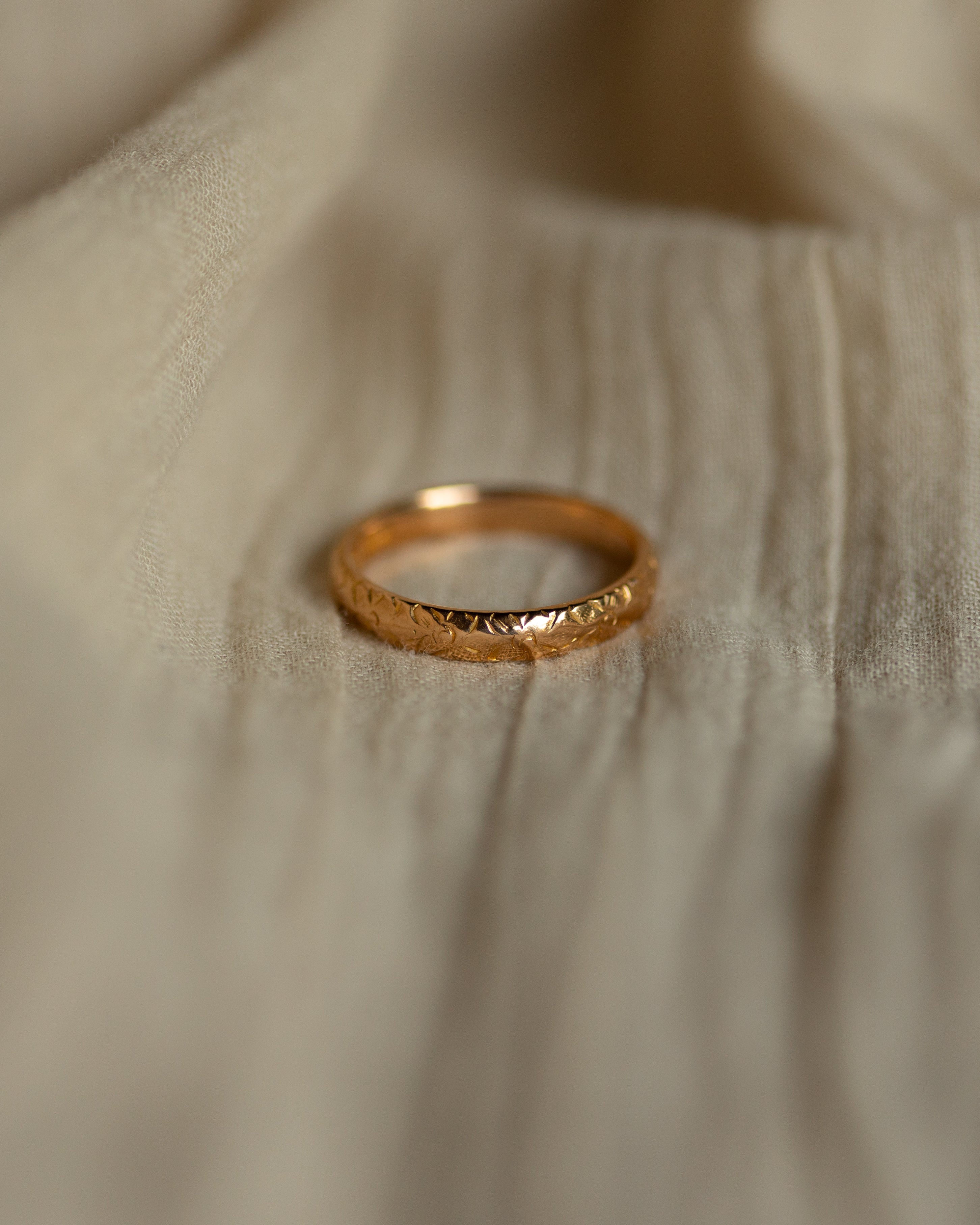 Audrey 1927 Antique 22ct Gold Floral Wedding Band Ring