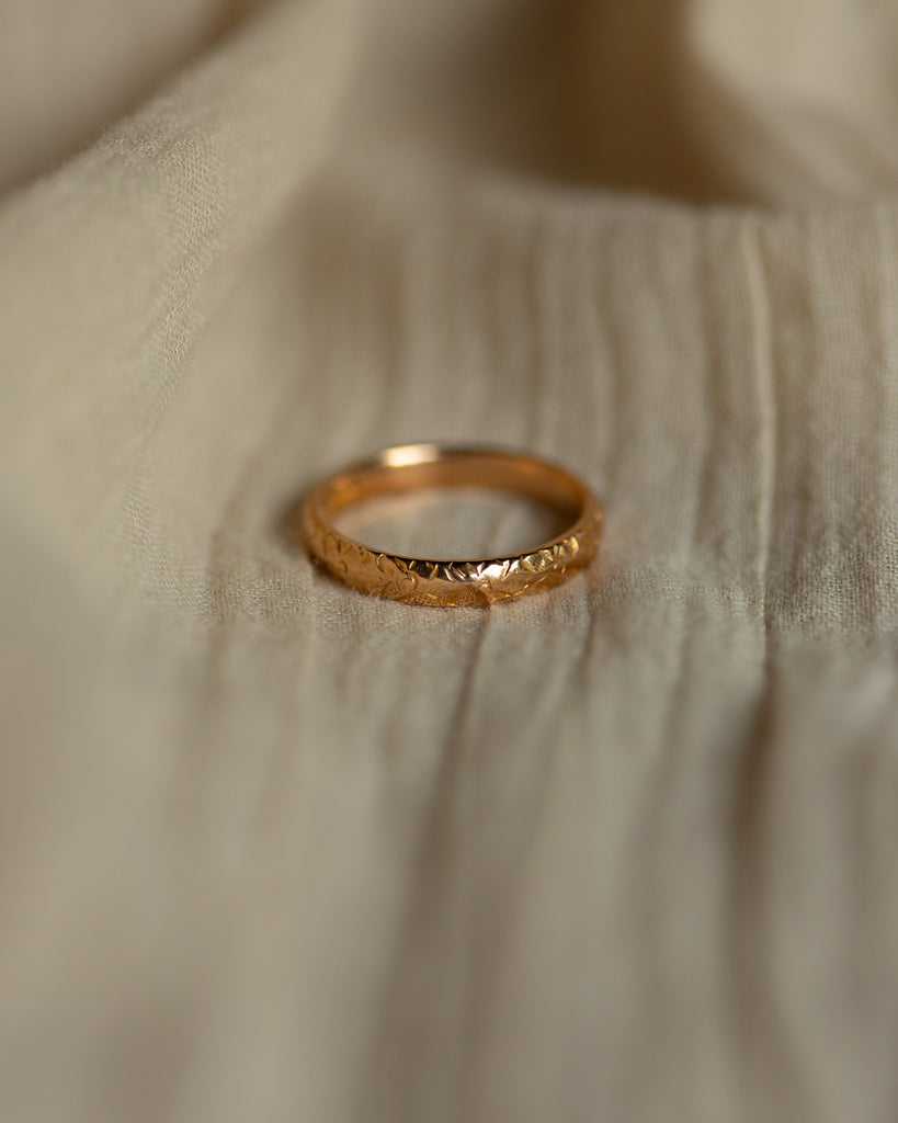 Audrey 1927 Antique 22ct Gold Floral Wedding Band Ring