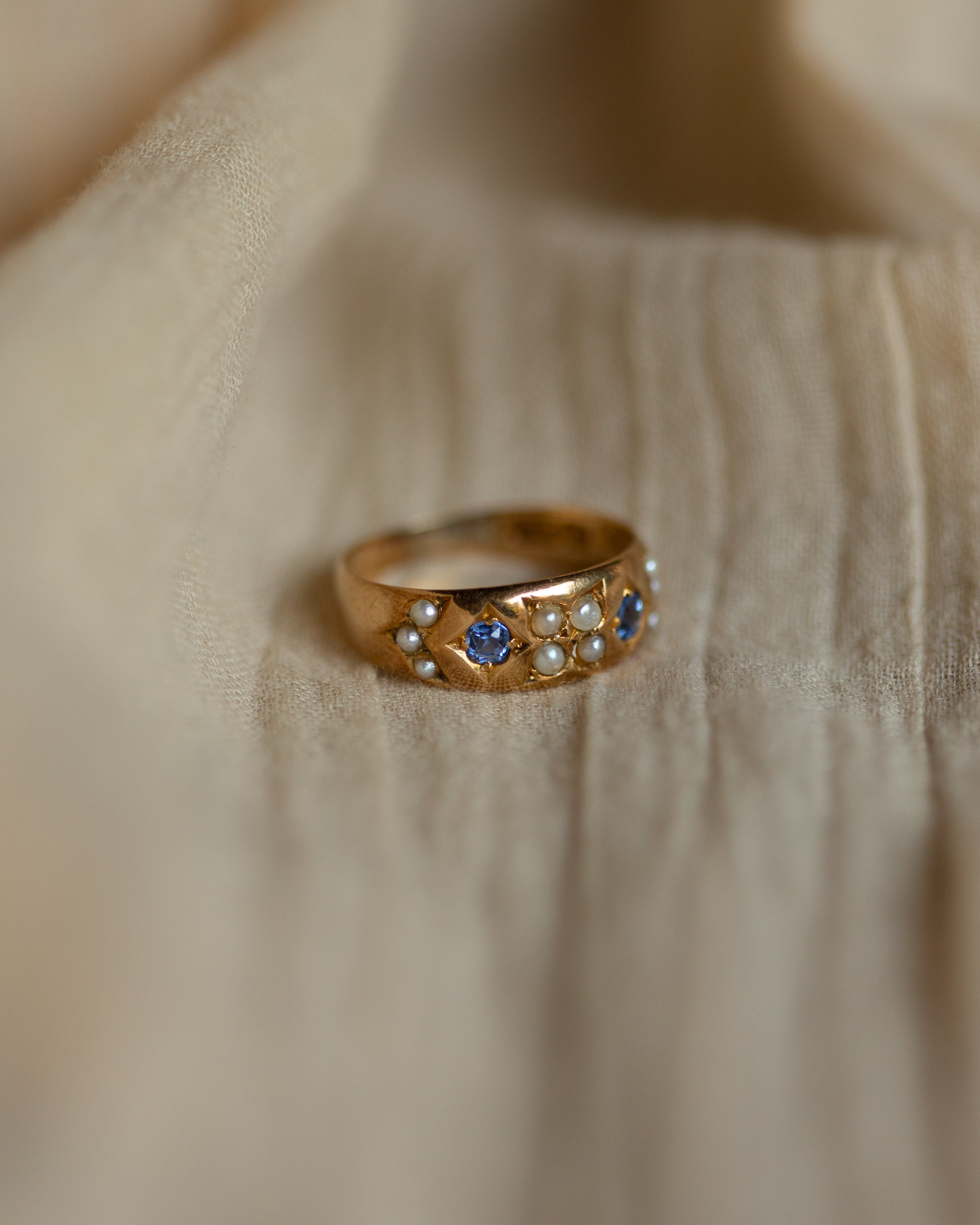 Dottie Antique 15ct Gold Sapphire & Pearl Ring