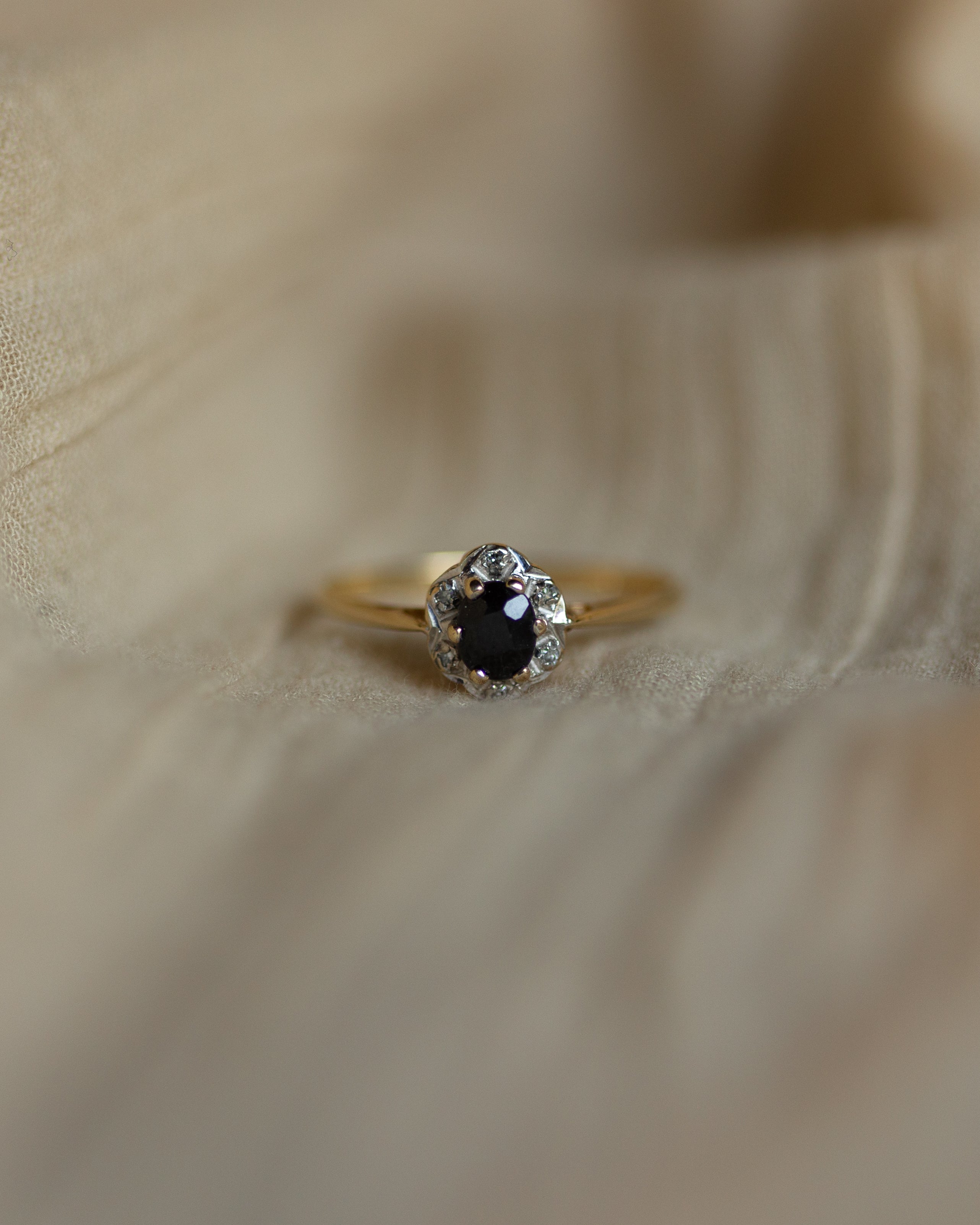 Estelle Vintage 9ct Gold Sapphire & Diamond Cluster Ring