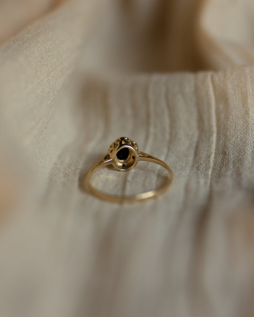 Estelle Vintage 9ct Gold Sapphire & Diamond Cluster Ring