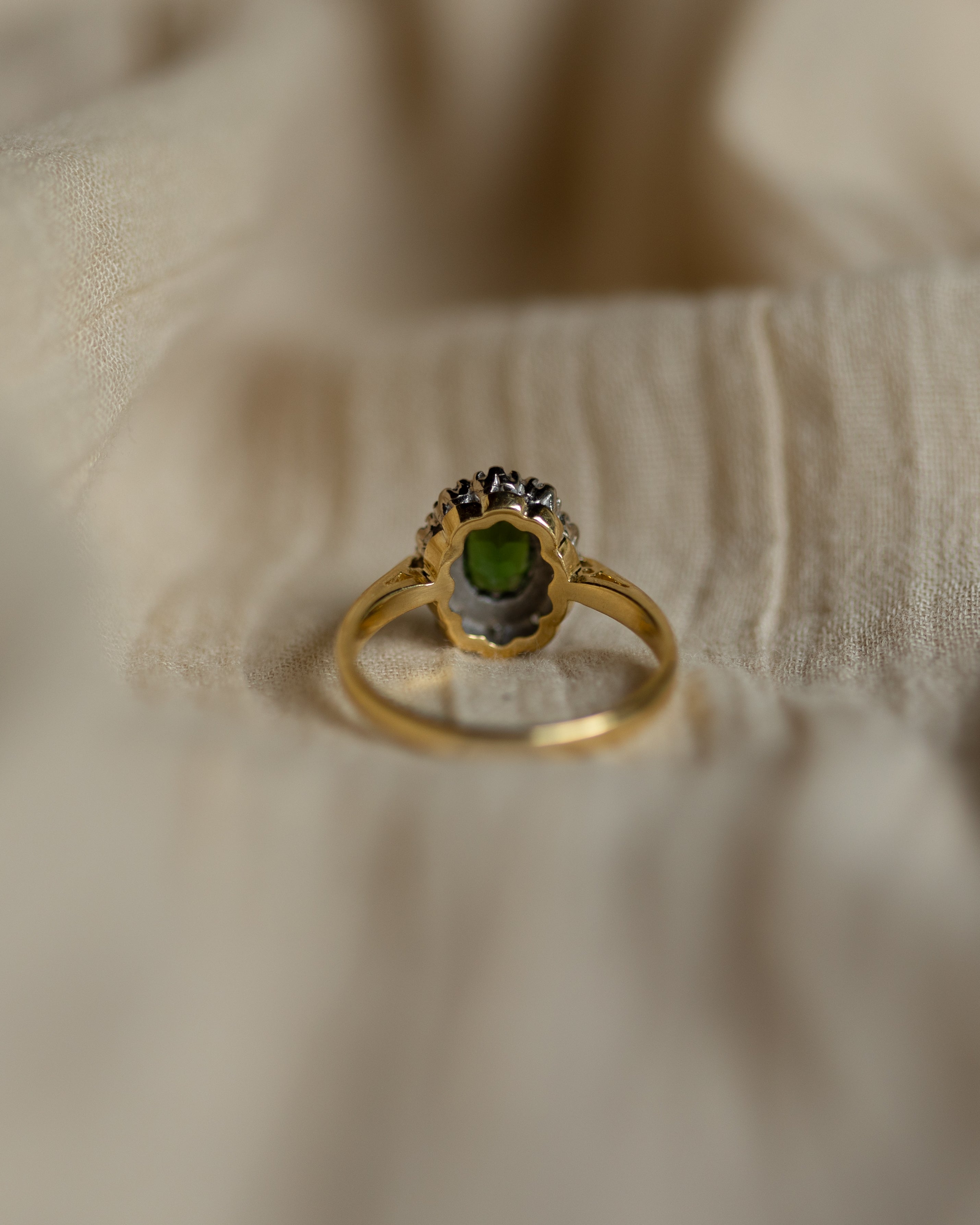 Danika 1976 Vintage 18ct Gold Tourmaline & Diamond Cluster Ring