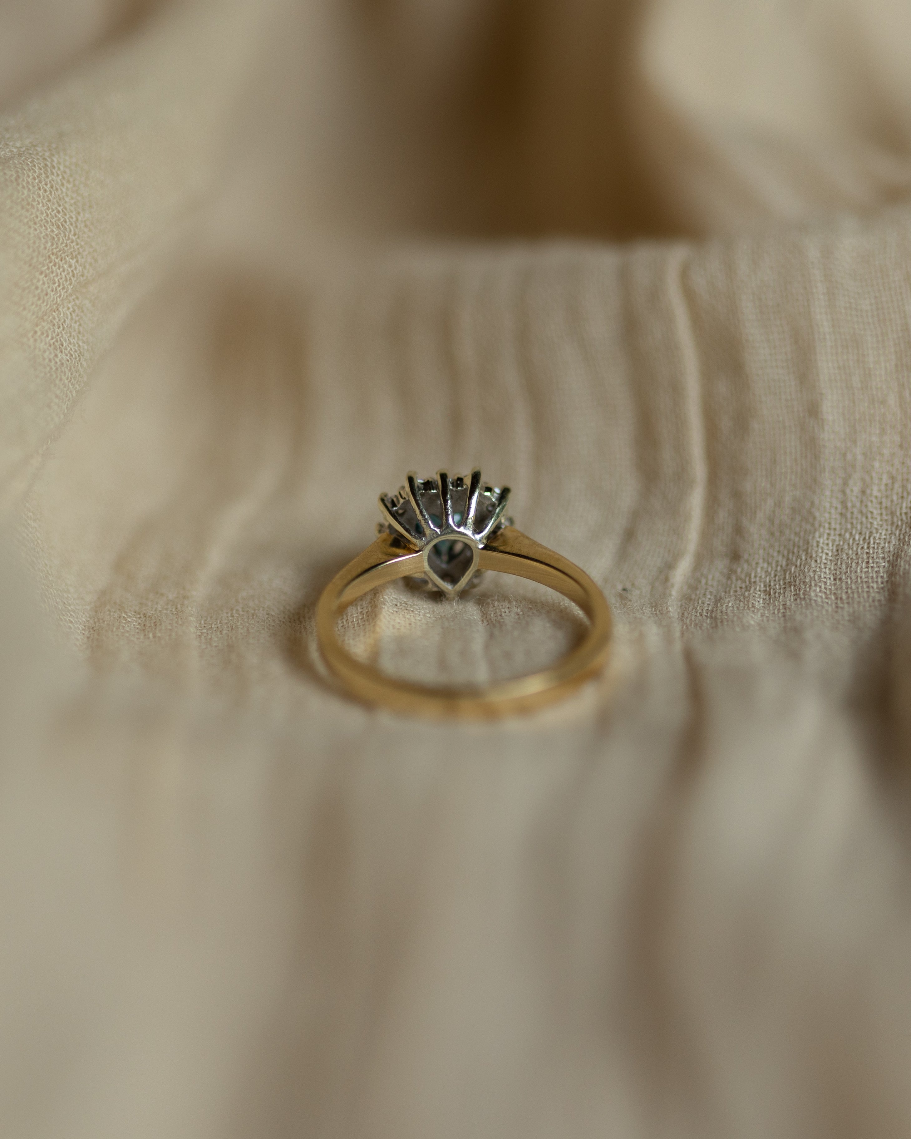 Lou 1989 Vintage 9ct Gold Topaz & Diamond Heart-Shaped Cluster Ring