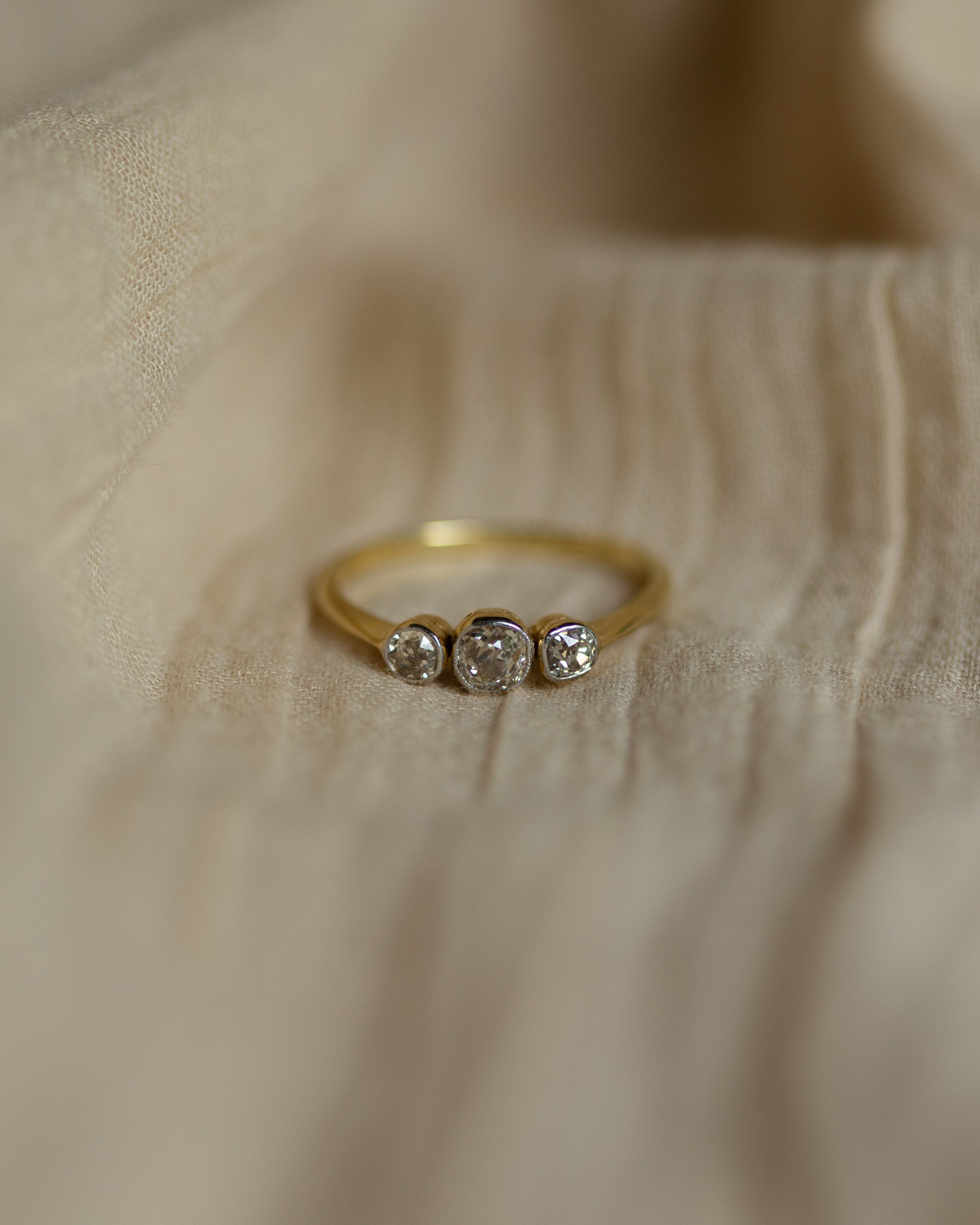 Harriet Antique 18ct Gold Diamond Trilogy Ring