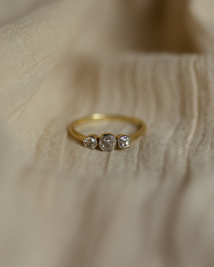 Harriet Antique 18ct Gold Diamond Trilogy Ring