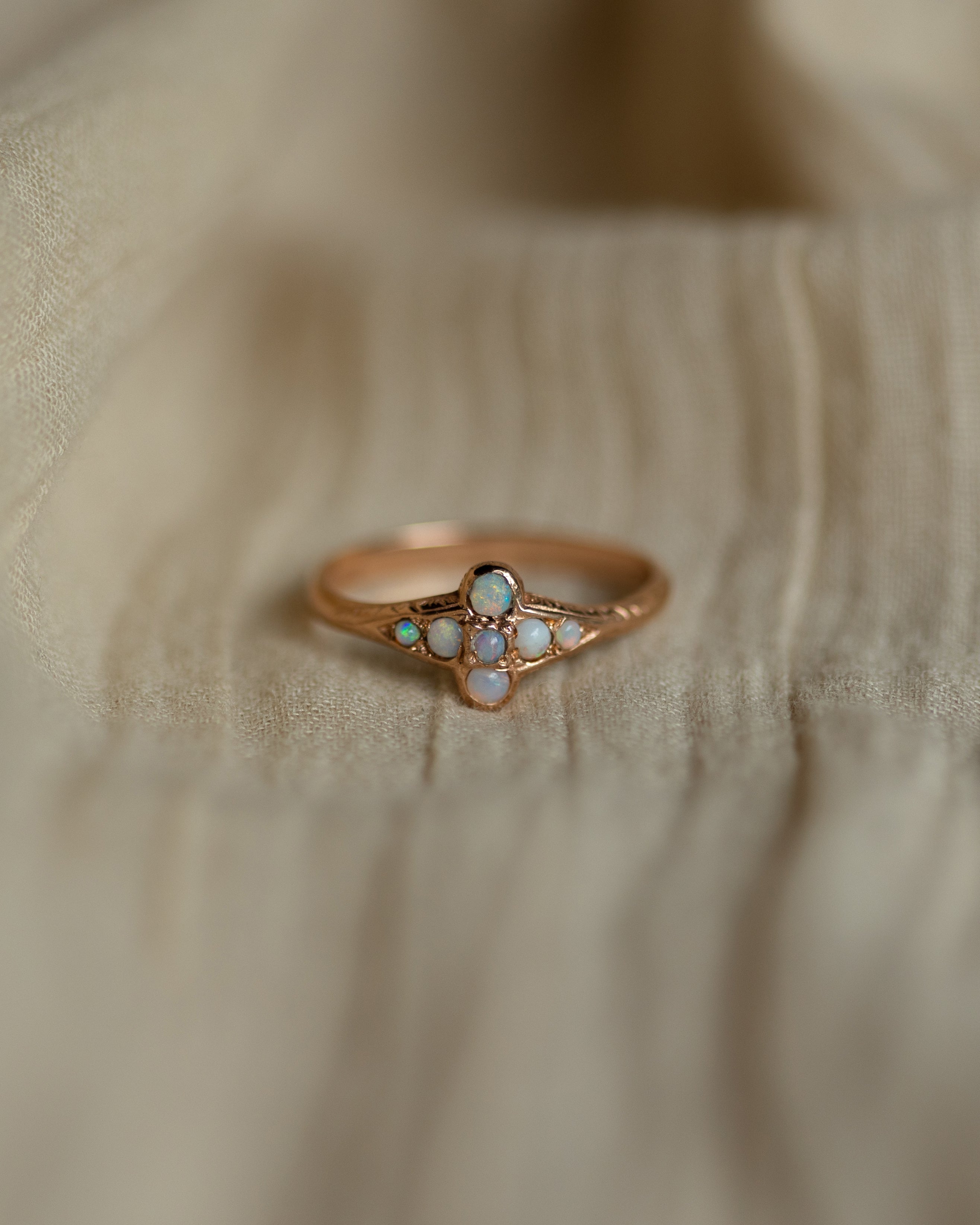 Nina 1991 Vintage 9ct Gold Opal Seven Stone Ring