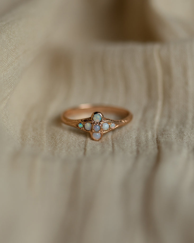 Nina 1991 Vintage 9ct Gold Opal Seven Stone Ring