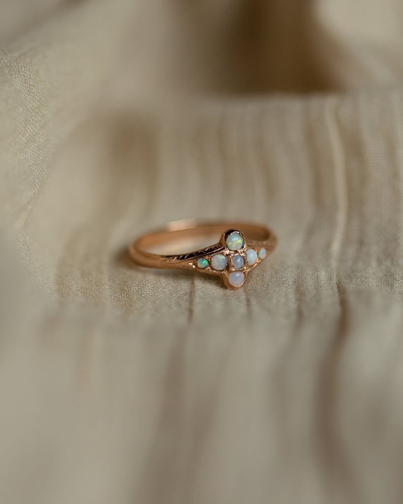 Nina 1991 Vintage 9ct Gold Opal Seven Stone Ring