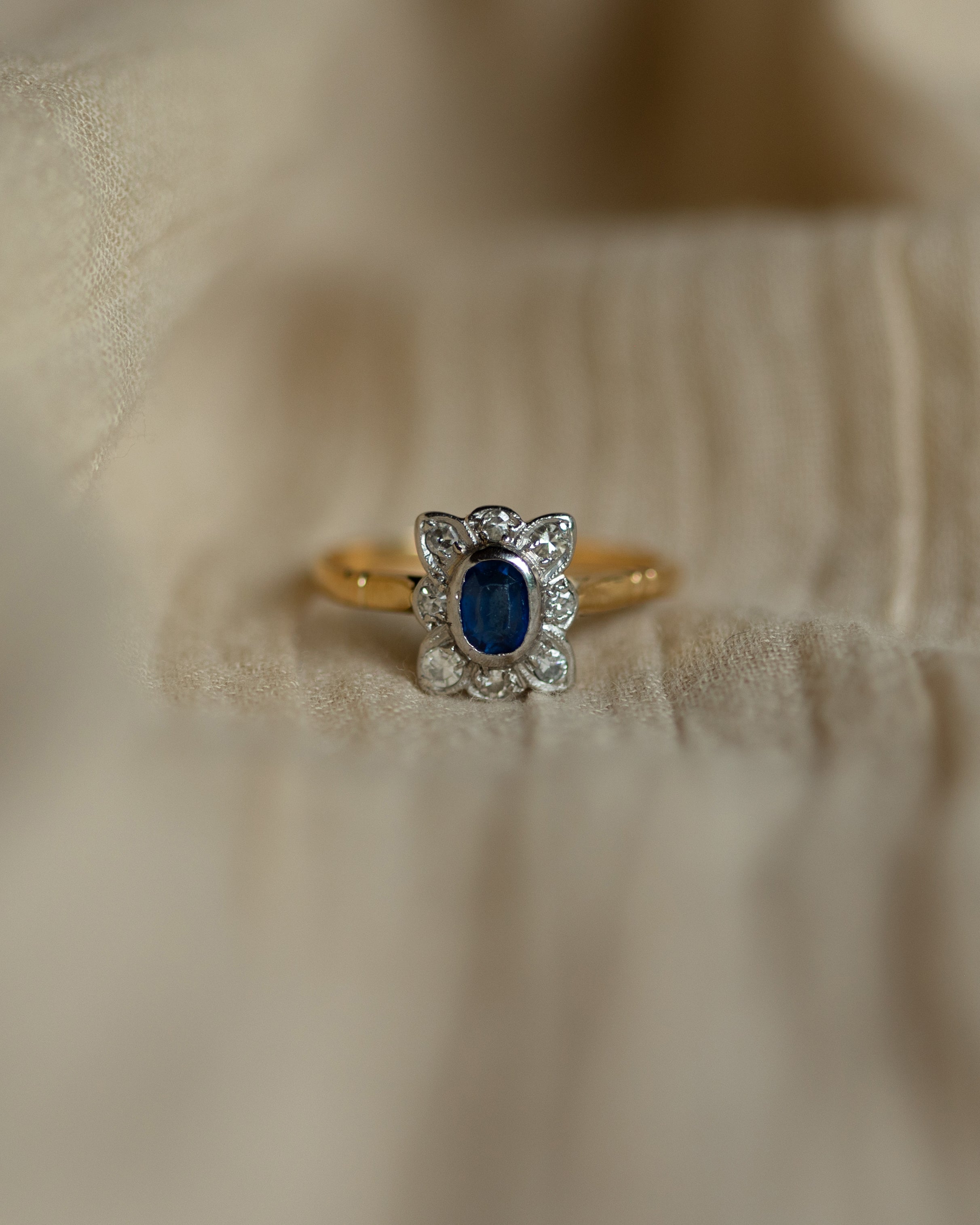 Frances Antique 18ct Gold Sapphire & Diamond Cluster Ring