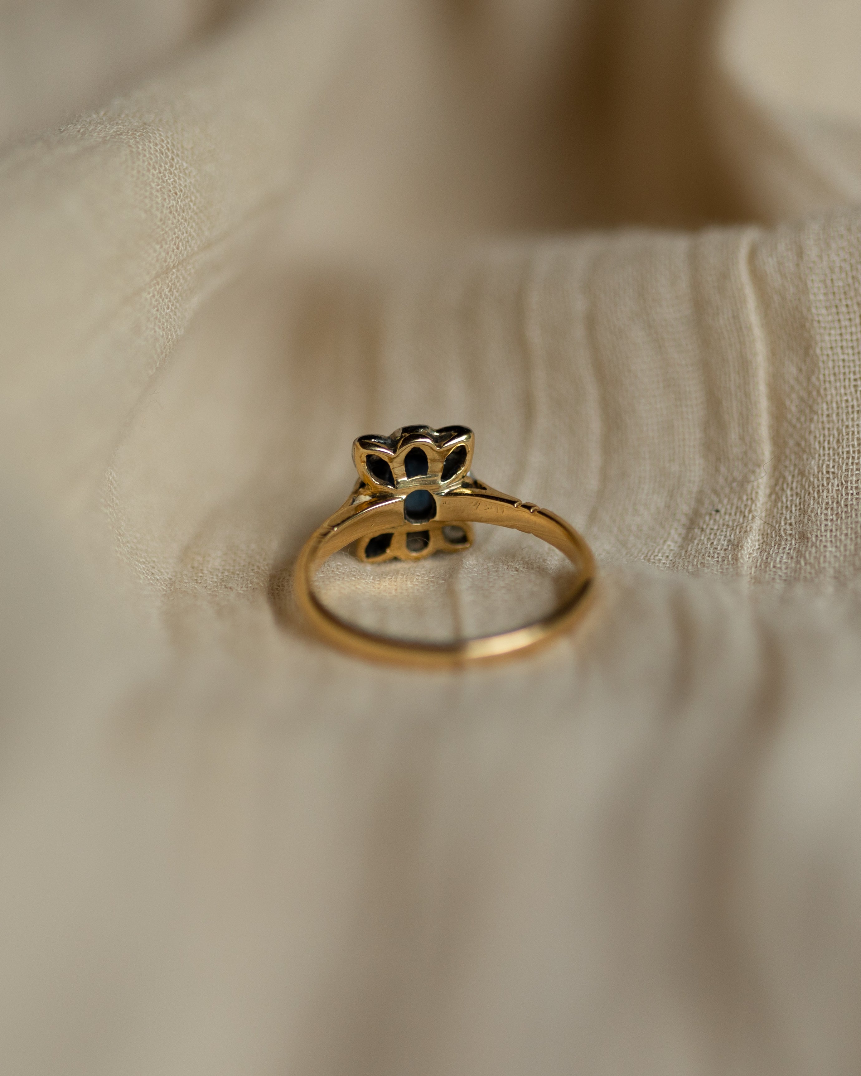 Frances Antique 18ct Gold Sapphire & Diamond Cluster Ring