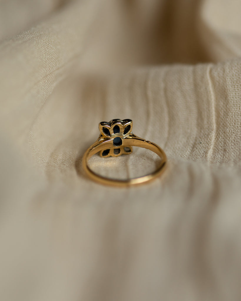 Frances Antique 18ct Gold Sapphire & Diamond Cluster Ring