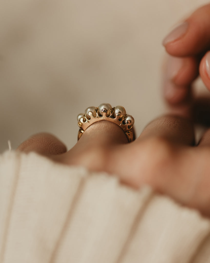 Nadia Antique 18ct Gold Pearl Five Stone Ring