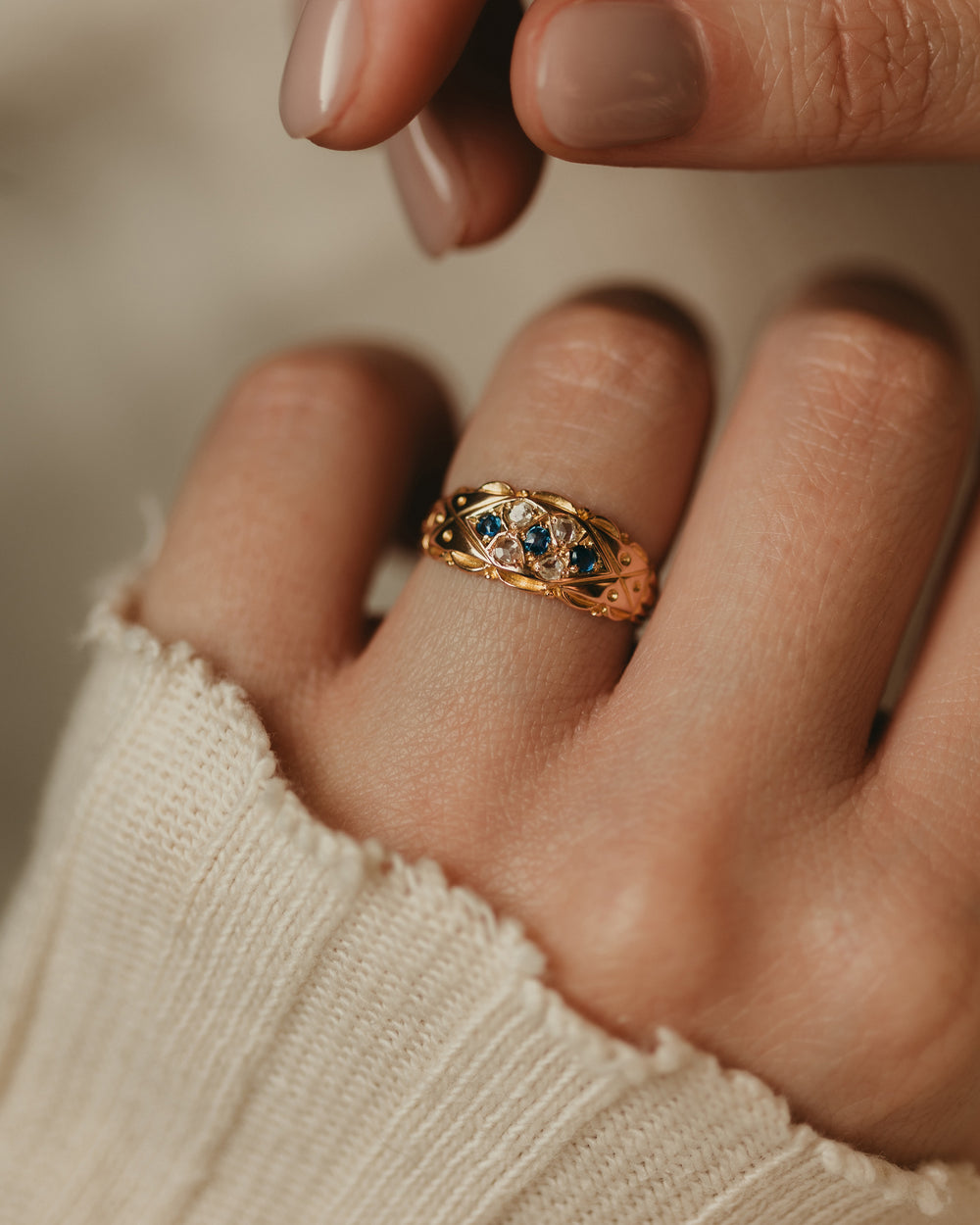 Roberta 1903 Antique 15ct Gold Sapphire & Diamond Ring