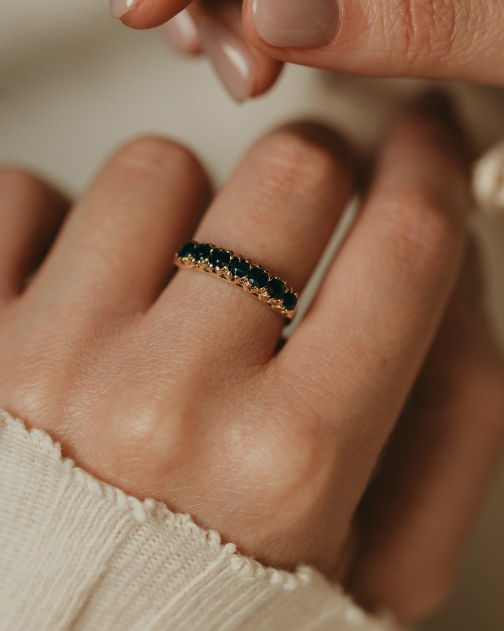 Gabrielle 1978 Vintage 9ct Gold Sapphire Half Eternity Ring