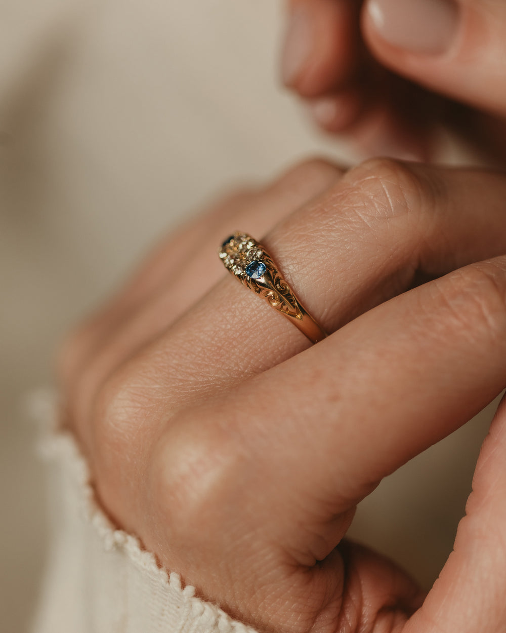 Mary Antique 18ct Gold Sapphire & Diamond Ring