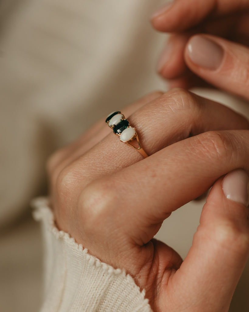 Elise 1976 Vintage 9ct Gold Opal & Sapphire Five Stone Ring