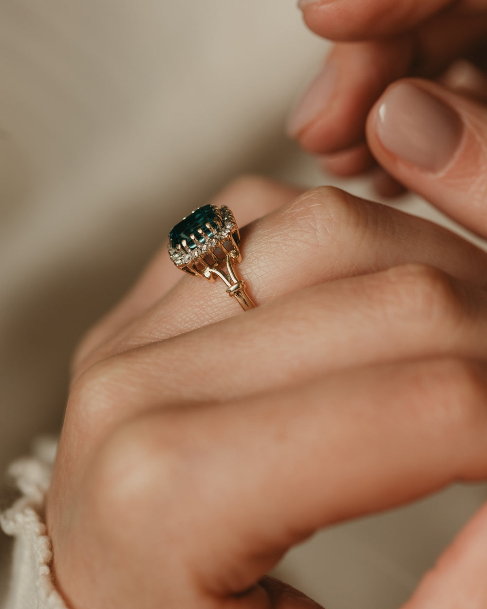 Marianne 1990 Vintage 9ct Gold Topaz & Diamond Cluster Ring