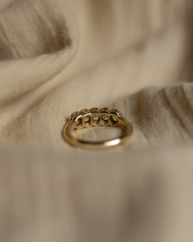 Ewa Vintage 9ct Gold Peridot Five Stone Ring