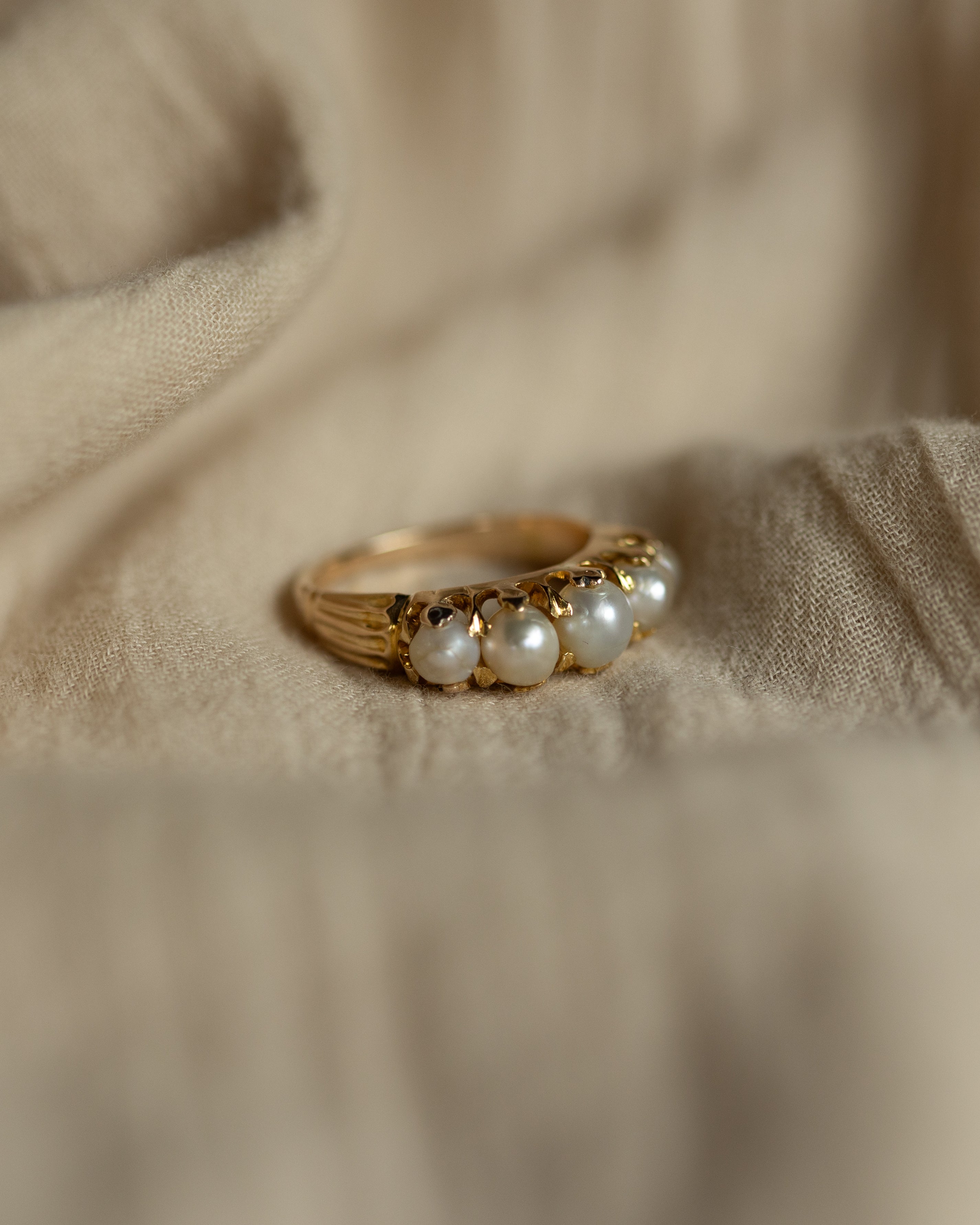 Nadia Antique 18ct Gold Pearl Five Stone Ring