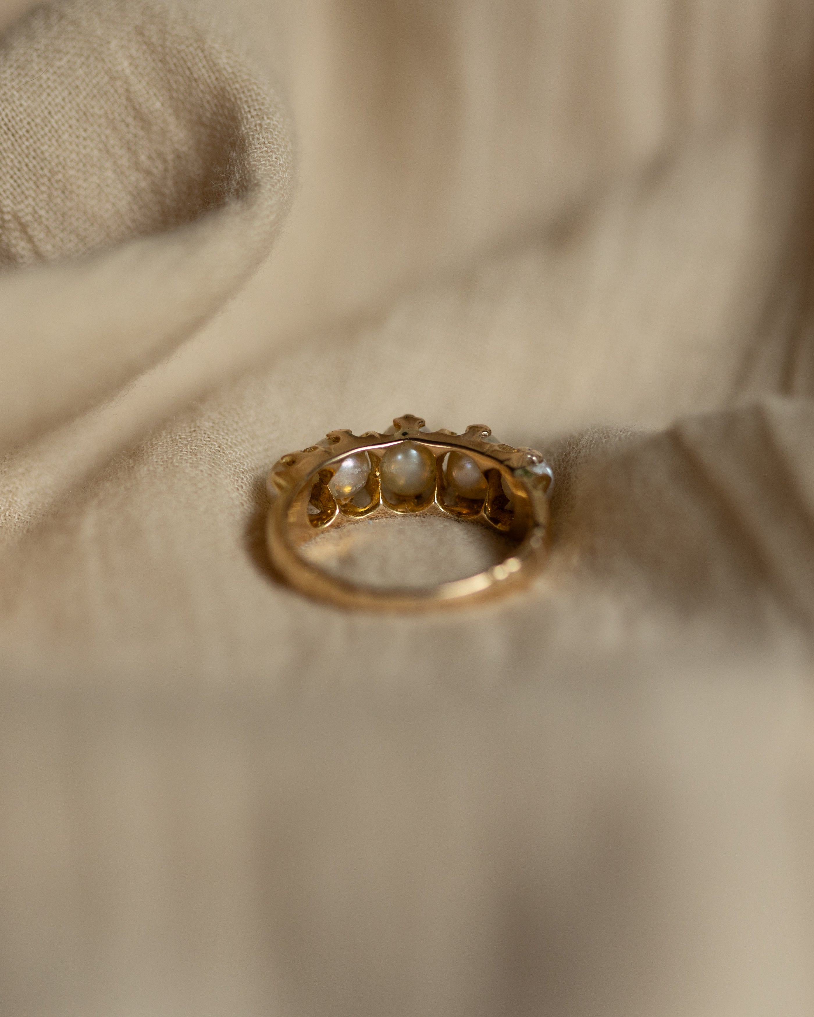 Nadia Antique 18ct Gold Pearl Five Stone Ring