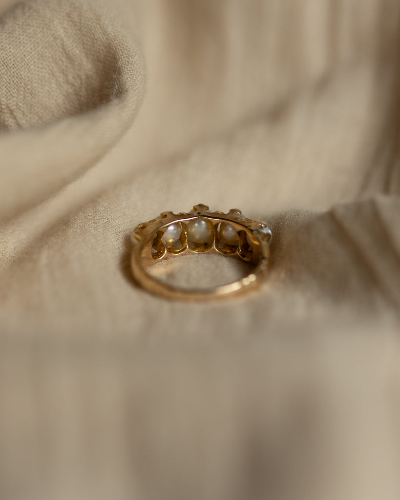 Nadia Antique 18ct Gold Pearl Five Stone Ring