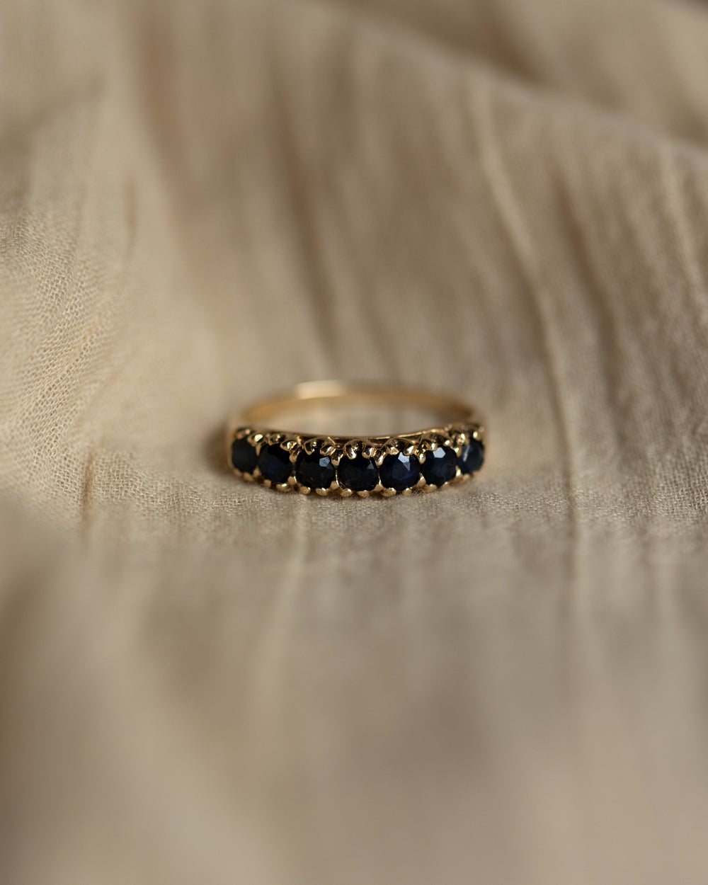 Gabrielle 1978 Vintage 9ct Gold Sapphire Half Eternity Ring