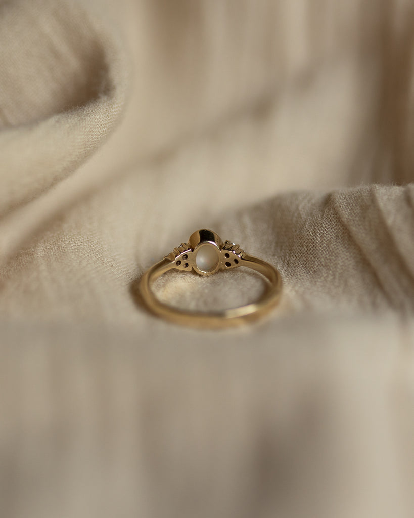 Helena Vintage 9ct Gold Opal & Diamond Seven Stone Ring