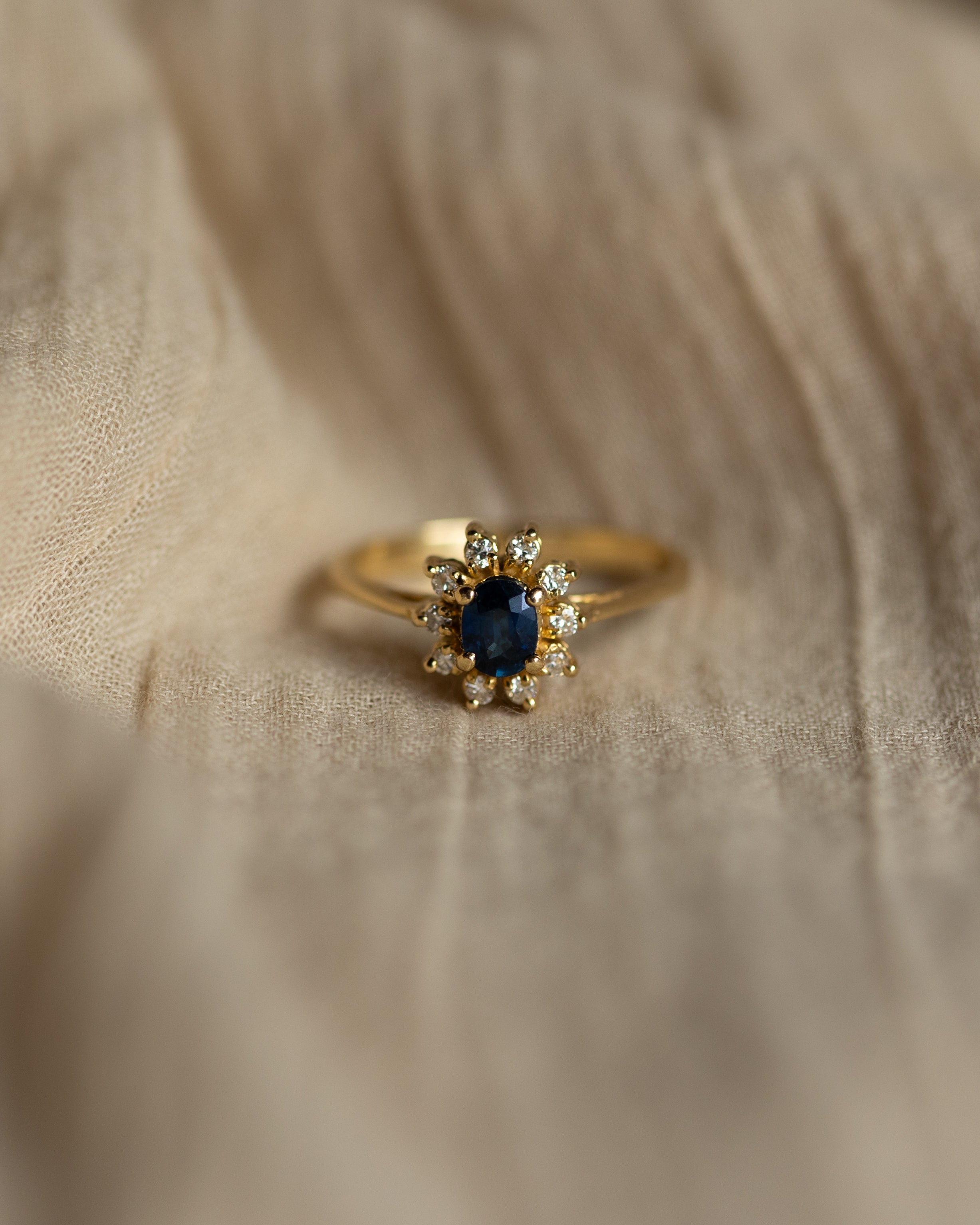 Florentina 1979 Vintage 18ct Gold Sapphire & Diamond Cluster Ring