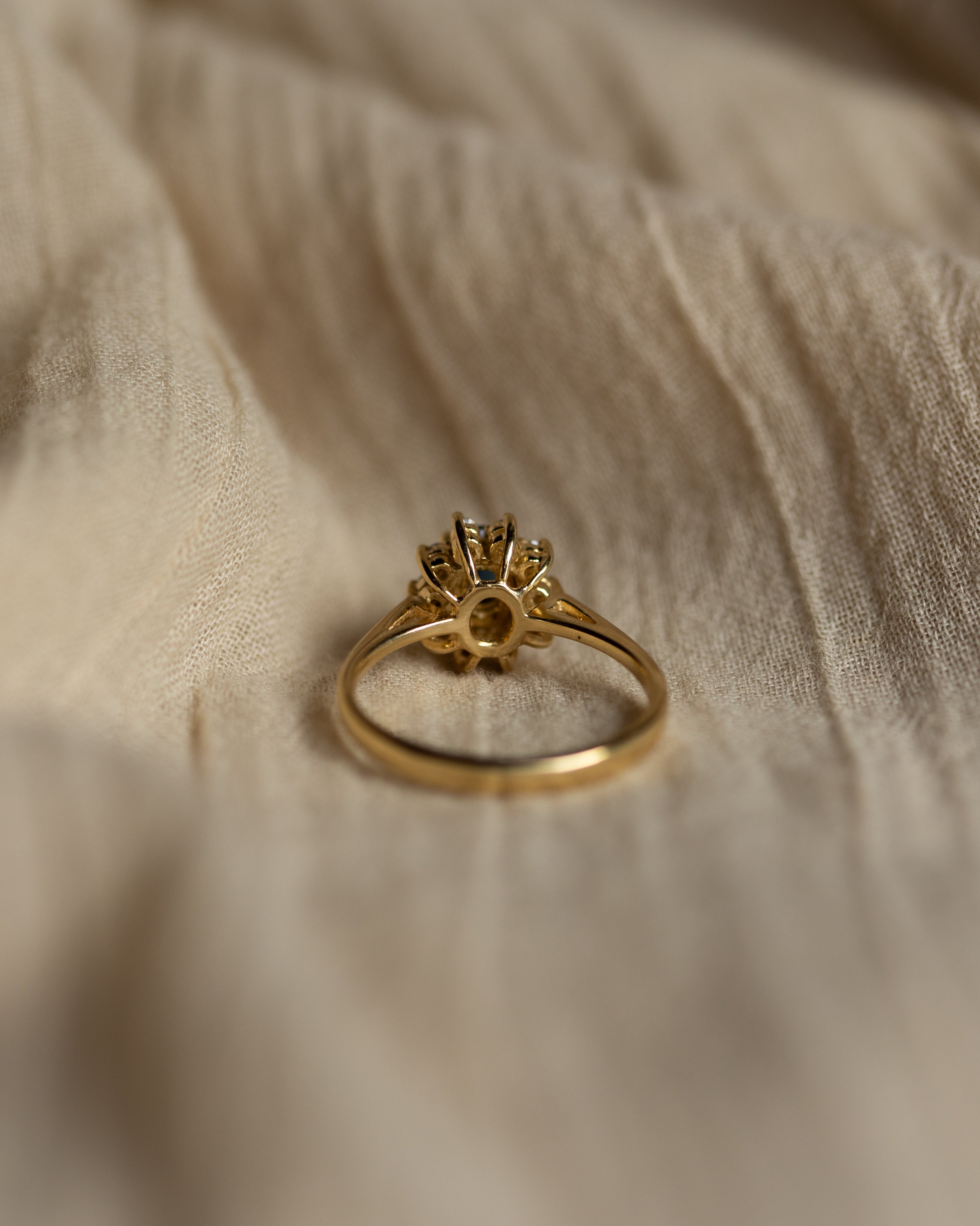 Florentina 1979 Vintage 18ct Gold Sapphire & Diamond Cluster Ring
