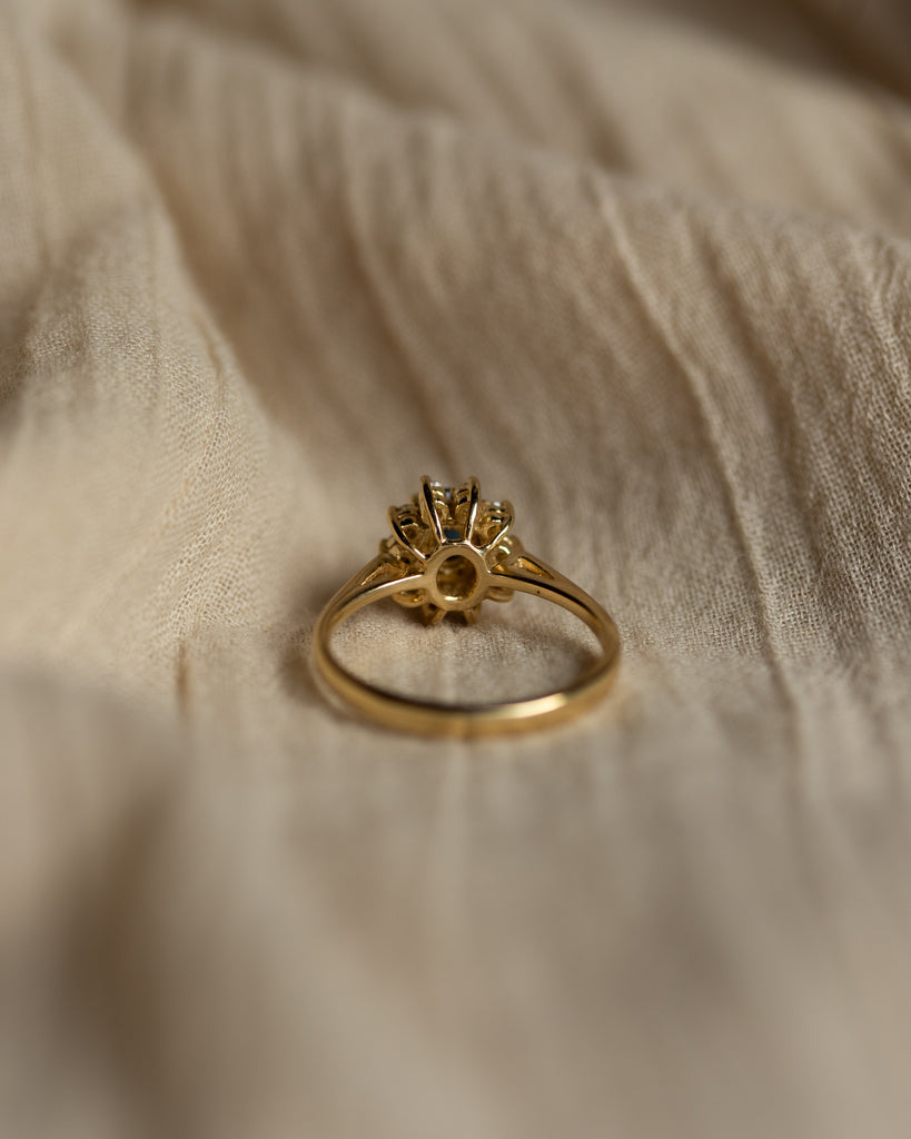 Florentina 1979 Vintage 18ct Gold Sapphire & Diamond Cluster Ring