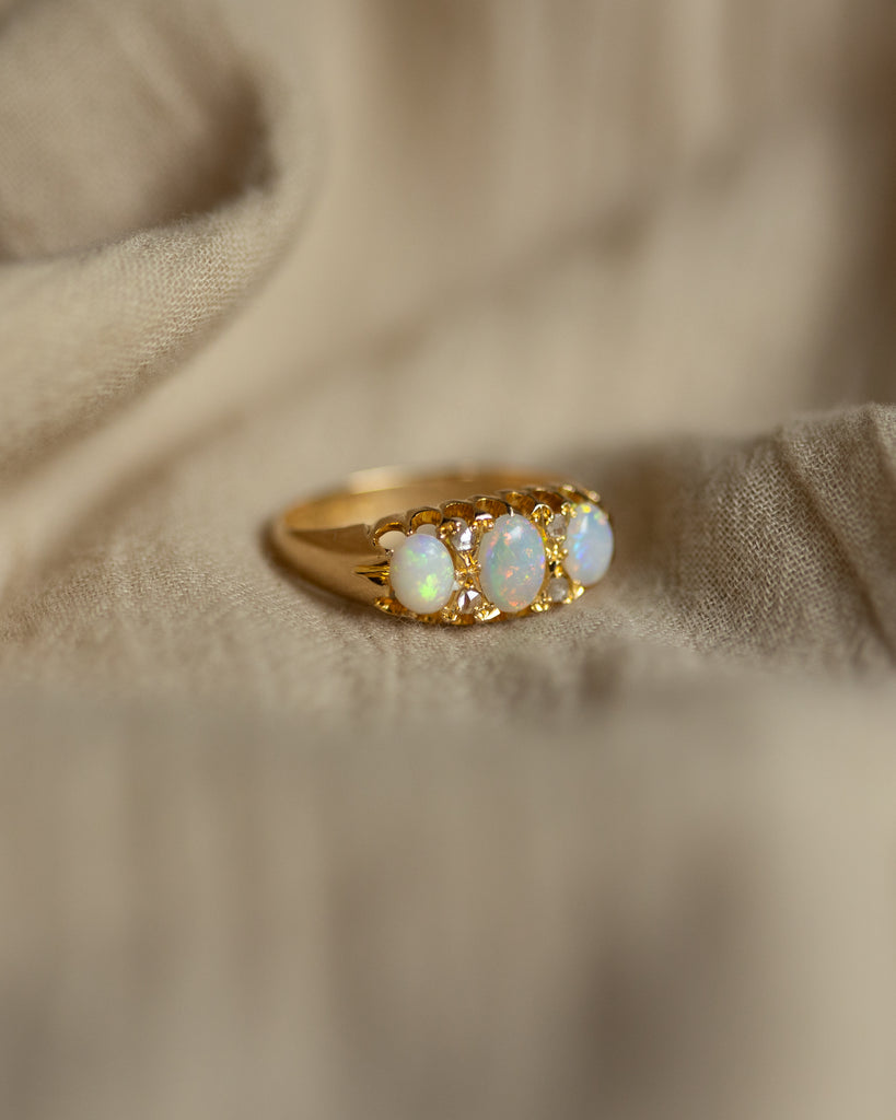 Madeline 1913 Antique 18ct Gold Opal & Diamond Ring